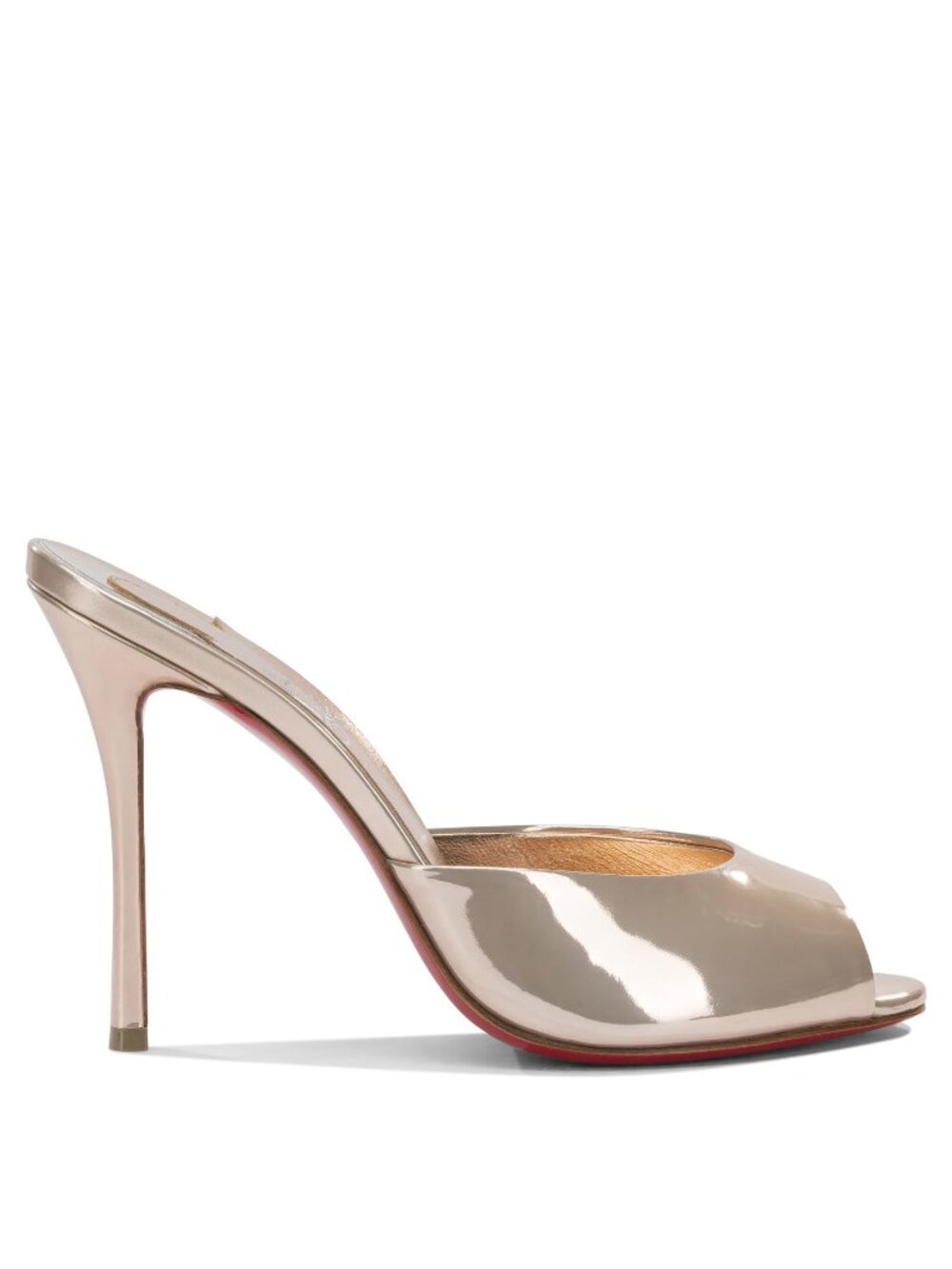 Christian Louboutin Me Dolly 100 Leche Beige Peep Toe Mule 37 / US 7 NWT
